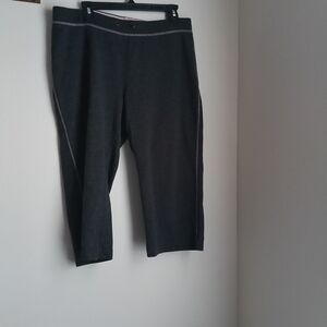 N.Y.L Capri Women L Charcoal & Pink Cotton Blend Casual Lagenlook Running Errand